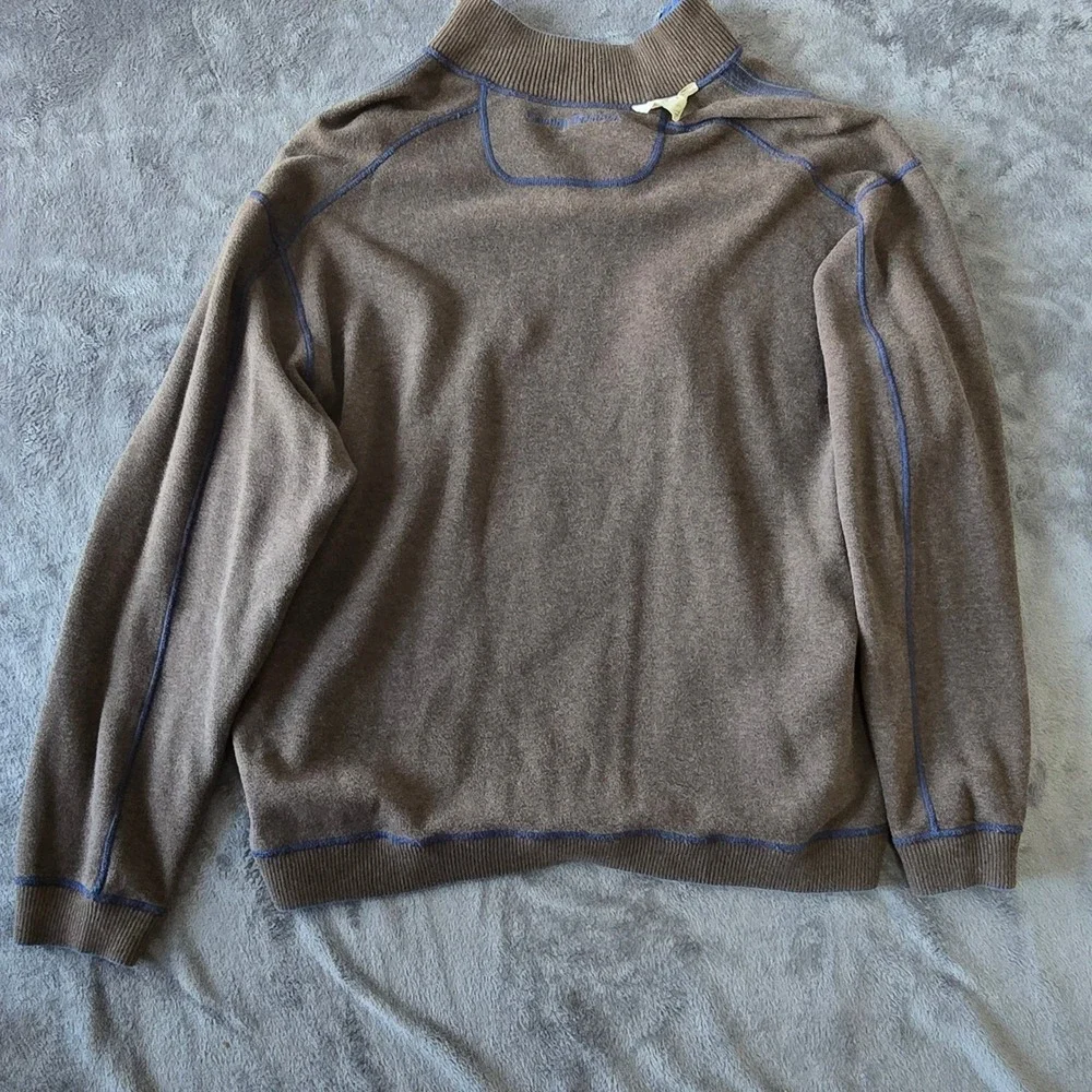 Tommy Bahama Reversible Quarter Zip Pullover Mens 2XL Blue Gray Coastal Comfort‎